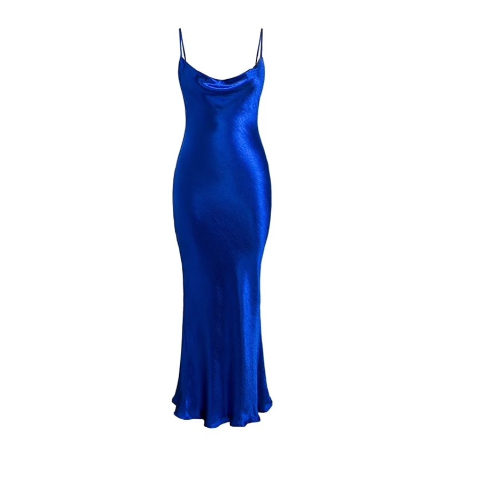Blue satin dress!